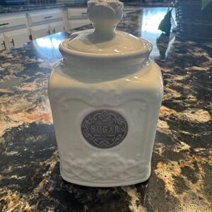 White Ceramic Sugar Canister